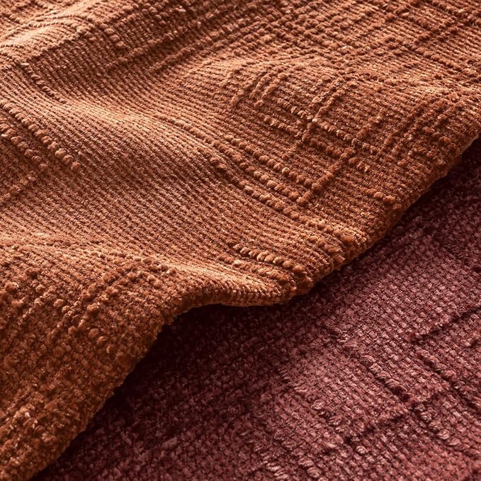 MIULEE Chenille Textured Fall Throw Pillow Covers Burnt Orange 16x16 | Set of 2 - Image 7