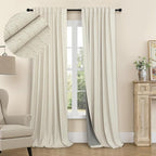 Burlap Colored Blackout Curtain 84 Inch Length 2 Panel Faux Linen Modern by Pitalk