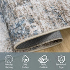 6x9 Area Rugs for Living Room Washable Bedroom Dining Room Brown Blue | Modern - Image 4