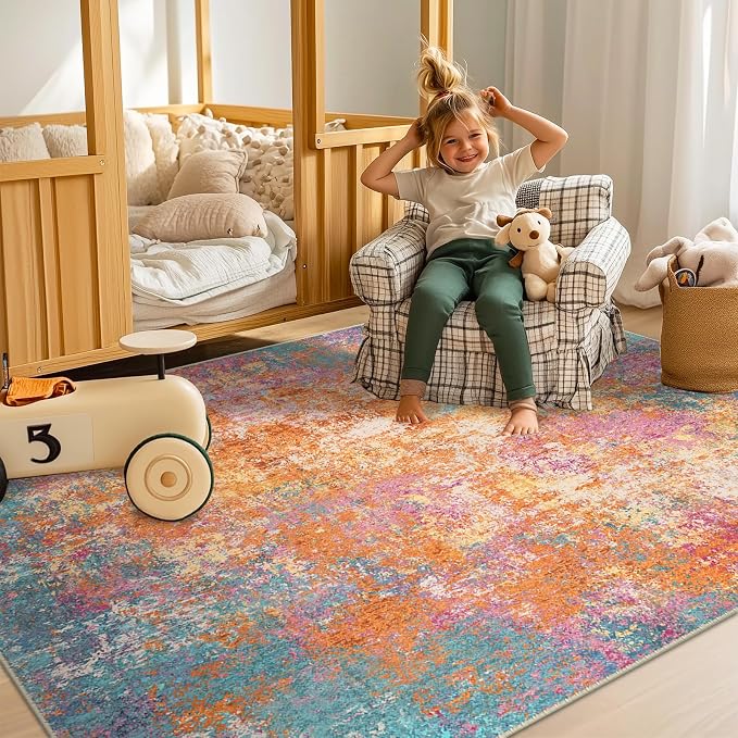 RELEANY Washable 10'x14' Abstract Area Rug - Image 3