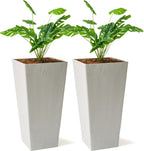 XBrand Modern 30-Inch Tall Square Planter, Tapered, Perfect for Indoor & Outdoor, Patio Decor, Set of 2, Gray