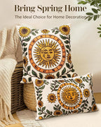 Embroidered Lumbar Pillow Cover 20x12 Inch, Sunflower Moon | Decorative Throw - Image 5