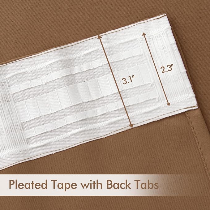 MIULEE Cappuccino Brown Back Tab Blackout Curtain 52"x102" Long 2 Panel Set | - Image 4