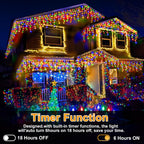 Heceltt Christmas Lights Outdoor, 1280 LED 131FT Ice Lights for Outside, 8 Modes Plug in 240 Drops Ice String Light with Timer Memory Function Hanging Light for Christmas Decor(Multicolor)