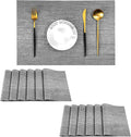 Leetaltree Grey Placemats, Heat Resistant Non-Slip Place mats for Dining Table, Washable Durable PVC Vinyl Woven Table Mats (Set of 12)