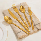 KINGSTONE Gold Silverware Set, Luxury 40 Piece Flatware Set for 8, 18/10 Stainless Steel Cutlery Set with Diamond Cut Pattern for Kitchen, Home, Wedding, Party, Mirror Polished and Dishwasher Safe