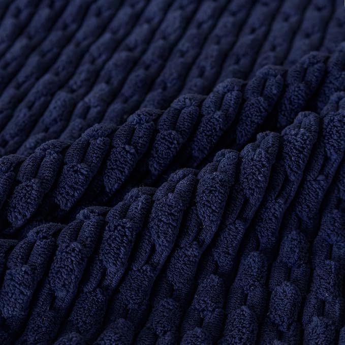 Set of 4 Navy Blue Decorative Throw Pillow Covers 18x18 Inch Corduroy Pillow - Image 4