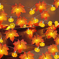 2 Pack & Timer - Fall Garland with Pumpkin Lights Halloween Fall Decor for Home 60LED 20Ft Enlarged Maples Leaves Halloween Garland Lights Indoor Battery Operated Thanksgiving Decor Wedding Christmas