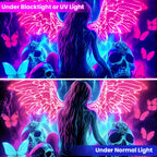 Blacklight Tapestry,WingTapestry Glow In The Dark,UV Reactive Black Light Upright Posters Wall Hanging for Bedroom Dorm Living Room Backdrop Decor (wing12, 90L" x 70W")