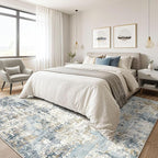 LOONGRUG 4x6 Area Rug Machine Washable Neutral Modern Abstract Rugs Blue | Soft - Image 4