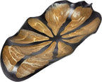 AeraVida Nature Inspired Handcarved Curvy Leaf Shaped 2-Tone Stained Wooden Serving Bowl or Dish for Tropical Chic Home Décor & Kitchen Accessories