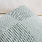 Fancy Homi Set of 2 Grey Blue Boho Long Lumbar Body Decorative Throw Pillow Cover 14x36 Inch for Bed Couch Bedroom Bench, Soft Patchwork Corduroy Textured Pillow Case, Rustic Farmhouse Room Décor