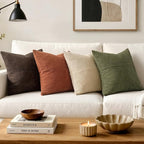 MIULEE Natural Beige Decorative Euro Sham Pillow Covers 24x24 Inch 2 Pack | - Image 5