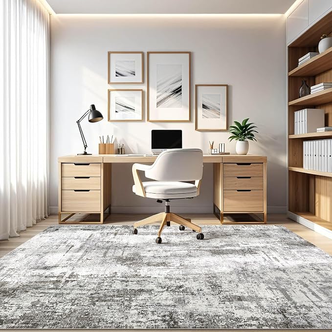 LOONGRUG 6x9 Area Rugs Washable Neutral Modern Living Room Rug Grey Black | - Image 8