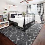6x9 Area Rugs for Living Room Bedroom, Fluffy Grey and White Geometric Rug | - Image 6