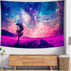 Delur Tree in Galaxy Tapestry Planet Cosmic Outer Space Universe Starry Sky Wall Hanging Tapestry Psychedelic Forest Nature Landscape Headboard for Bedroom Living Room Home Decor (51.2" x 59.1")