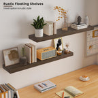 Wood Floating Shelves for Wall 36” x 8”x 1.4” Shelf Floating Rustic Farmhouse Decor, Heavy Duty Shelf Hold 80 lbs, Wall Shelves for Bathroom Living Room Kitchen Bedroom Office, 2 Packs Walnut