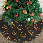 Christmas Tree Skirt,Jack O Lantern Pumpkin Smiles Xmas Tree Skirt Rustic Farmhouse Tree Skirt for Christmas Decor Xmas Holiday Home Party Decorations48