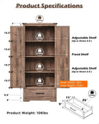 72" Tall Wood Storage Cabinet, Farmhouse Kitchen Pantry Cabinet with Adjustable Shelves & Drawer & Barn Doors, Versatile Storage for Kitchen, Dining Room, Bathroom, Light Brown