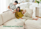 HONBAY Modular Sectional Couches with Storage Corduroy Sleeper Sofa Modular Sectional Couches for Living Room,Beige