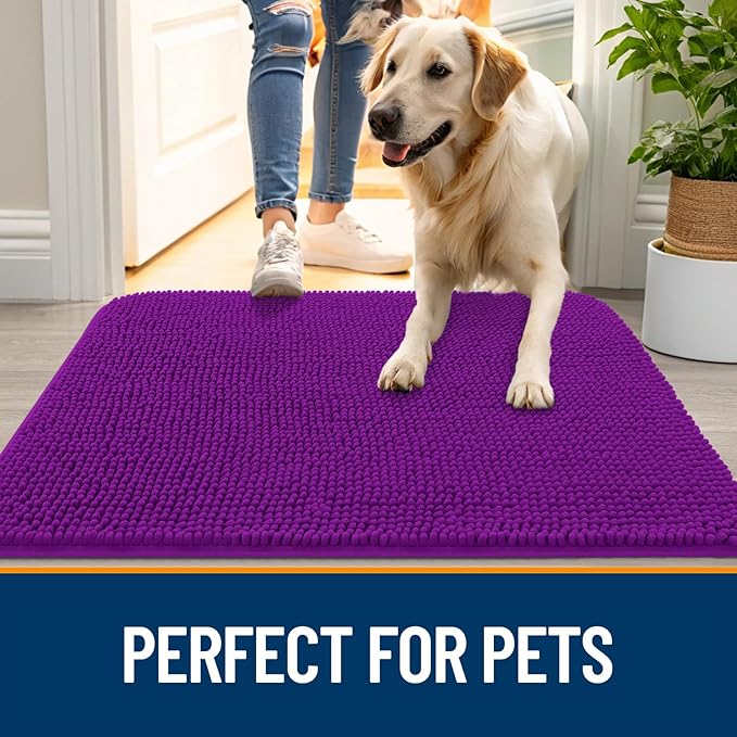 OLANLY Dog Door Mat for Muddy Paws 30x17, Super Absorbent Chenille Mud Mat | - Image 6