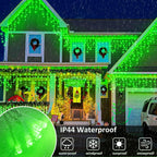 Icicle Lights for Outside, 33FT 400 LED Christmas Lights Outdoor with 8 Modes 75 Drops, Waterproof Connectable Twinkle String Decoration Light for Home Eaves Party Yard Garden Decor, Green