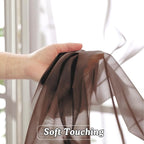Chocolate Brown Sheer Curtains 45 Inches Long 2 Panels, Light Filtering Sheer - Image 4