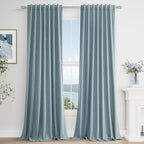 100% Blackout Linen Curtains 90 Inch Length 2 Panels Set by Guken