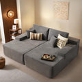 ovios 81" Oversized Sectional Double Lounge Chaise with Cloud Plush Sofa Bed, No Assembly Required, Fluffy Modern Sleeper Loveseat Chair for Indoor Living Room Bedroom Reading, Grey (Corduroy Fabric)