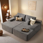 ovios 81" Oversized Sectional Double Lounge Chaise with Cloud Plush Sofa Bed, No Assembly Required, Fluffy Modern Sleeper Loveseat Chair for Indoor Living Room Bedroom Reading, Grey (Corduroy Fabric)