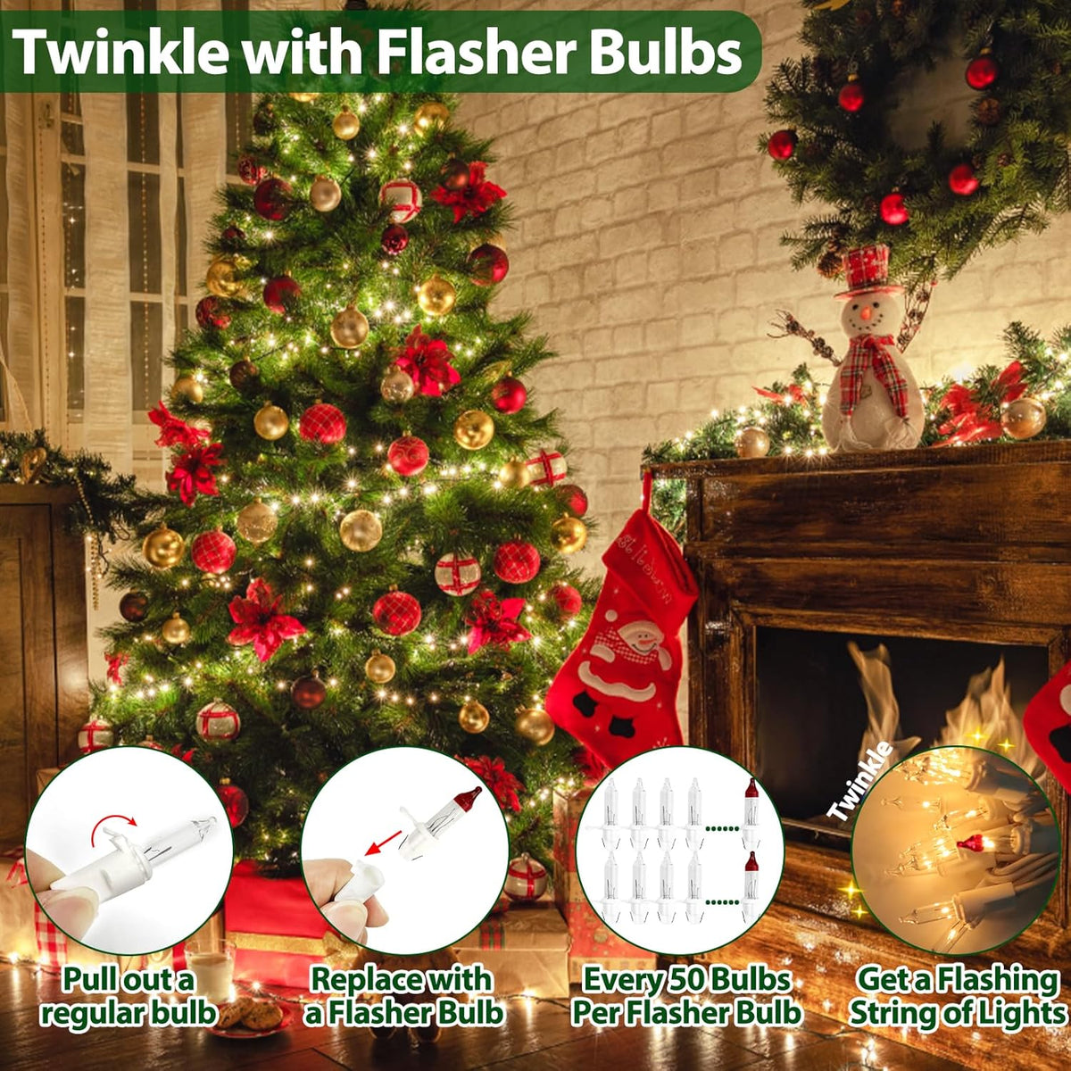 Clear Christmas Lights 50FT 200 Incandescent Bulbs Warm White Mini Lights with White Wire for Christmas Tree, Garland, Thanksgiving, Wedding, Party, Home, Indoor & Outdoor Festival Decoration
