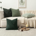MIULEE Decorative Chenille Euro Pillow Covers Forest Green 22x22 Pack of 4 | - Image 5