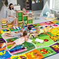 7x10 Playroom Rugs for Kids Washable, Educational and Fun Playmat with ABC Alphabet Animals Shapes Colors, Non-Slip Play Mat Learning Rugs for Baby Toddler Children Game Activity