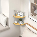 Corner Shelf Wall Mount, Corner Floating Shelves, Set of 4 Corner Wall Shelf Organizer, Rustic Wood Wall Storage Display Shelves for Living Room Bedroom Bathroom Kitchen, Oak