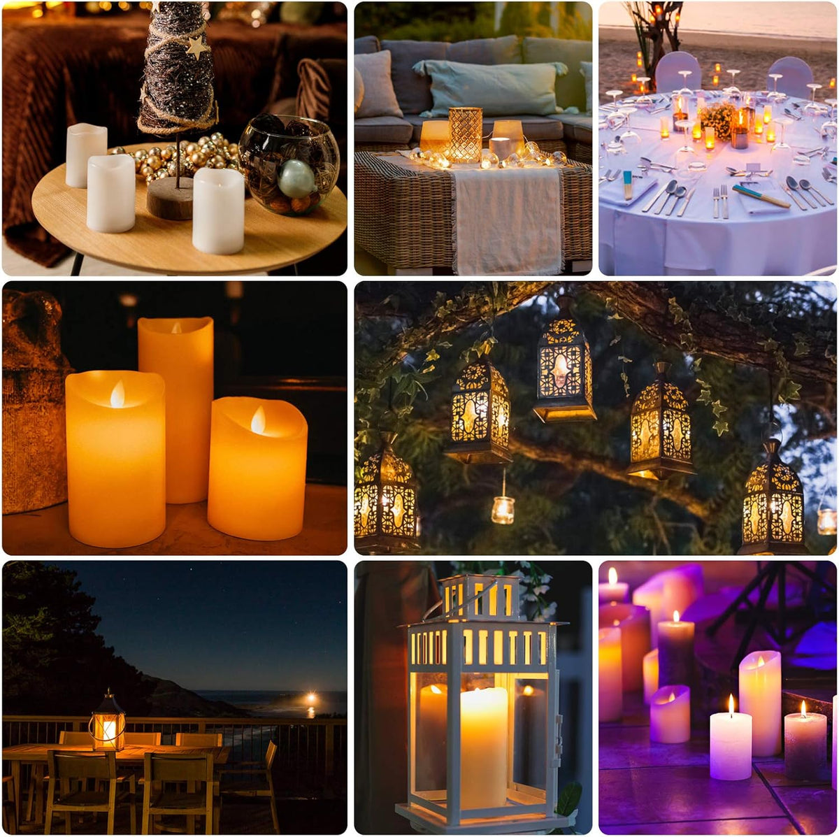 Waterproof Flickering Flameless Candles, Set of 12 Battery Operated Candles (D2.2'' x H4''5''6''7"), Outdoor Indoor Candles with 10-Key Timer Remote, Long Lasting