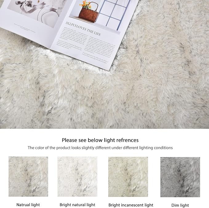 ORINOVA Grey and White Plush Shag Washable Rugs - Image 8