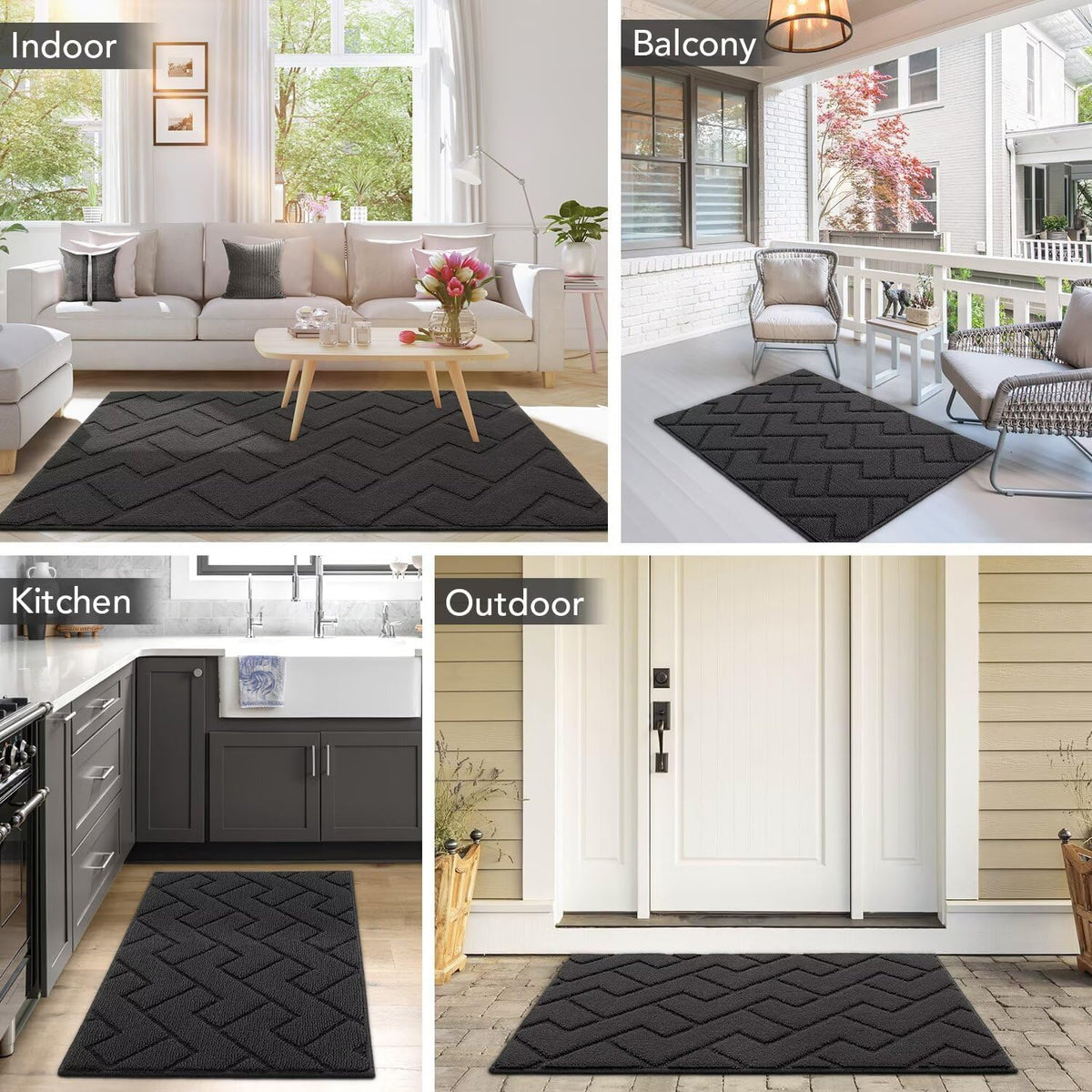hicorfe Front Door Mat Indoor Entrance,20"x31.5" Absorbent Dirt Resist Welcome Door Mats,Stain and Fade Resistant,Non Slip Backing Entry Mat Doormat for Entryway(Charcoal)
