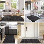 hicorfe Indoor Doormat,Front Back Door Mat Rubber Backing Non Slip Door Mats 20"x48" Absorbent Resist Dirt Entrance Doormat Inside Floor Mats for Entryway Washable Low-Profile(Charcoal)