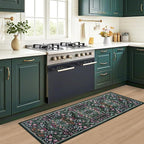 PLHXFR 2.6x8 Washable Runner Rug：Floral Indoor Kitchen Carpet Dark Green | - Image 6