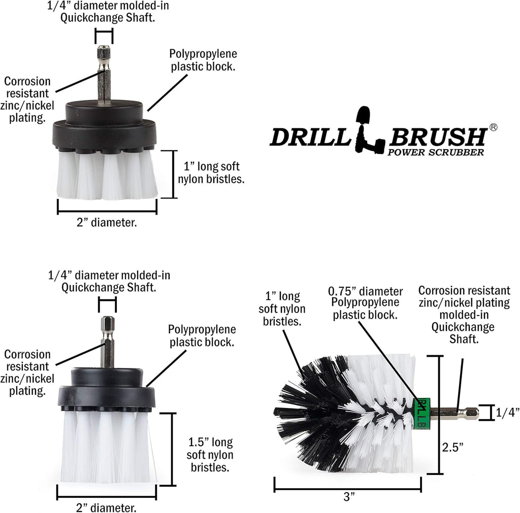 Drill Brush – Ultimate Car Wash Kit - Cleaning Supplies – Car Carpet - Truck Accessories - Wheel Brush - Motorcycle Accessories - Car Mats - Spin Brush - Interior Leather, Vinyl, Upholstery, Fabric
