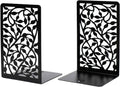 CNK Book Ends for Shelves - Metal Holders for Home Office Heavy Books, Shelf Stoppers, Decorative Set of 2 Black Infinite Leaves Bookends