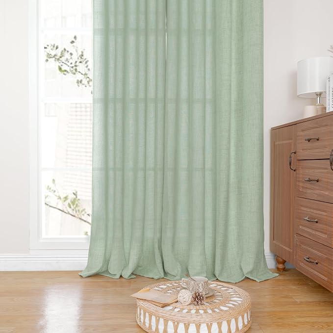 YoungsTex Sage Green Linen Curtains 95 Inch Long - Image 6