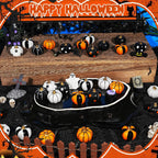 Rileryan 20 PCS Halloween Mini Resin Pumpkin Figurines Black White Orange Tiny Pumpkins Halloween Miniatures Village Decor Tabletop Centerpiece Mantel Kitchen Home Decoration