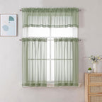 Chyhomenyc Sheer Curtains Tiers 42W x 24L Inches 2 Pieces Set, Light Filtering - Image 2
