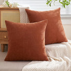 MIULEE Fall Rust Terracotta Chenille Couch Throw Pillow Covers, 18x18 | Set of 2 - Image 4