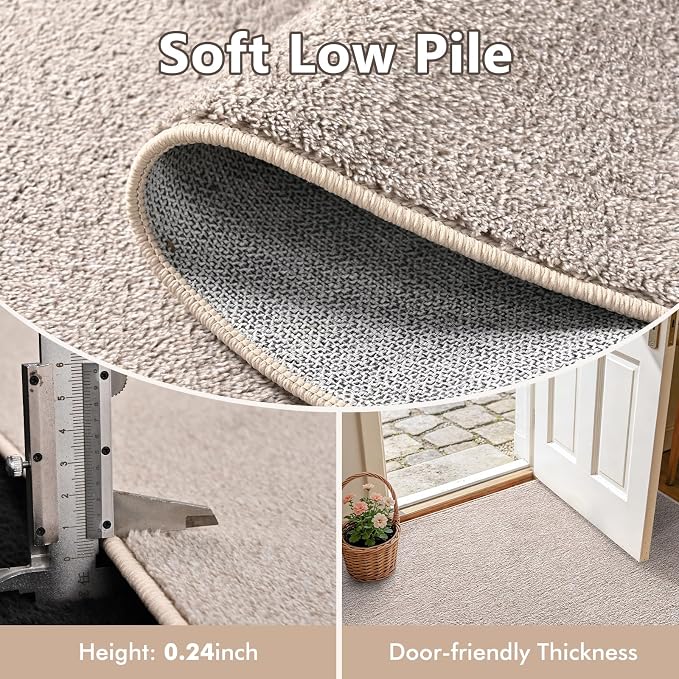 2x10 Oatmeal/White Runner Rug Washable Non-Slip - Image 5