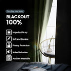 SimpleHome Sage 100% Blackout Curtains Room Darkening Living Room 36 Inch | - Image 3
