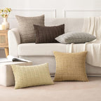 MIULEE Euro Sham Corduroy Decorative Throw Pillow Covers 24x24 Beige | Pack of - Image 3