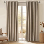 Topfinel Taupe Burlap Linen Blackout Curtains 63 Inches Long 2 Panels - Image 9