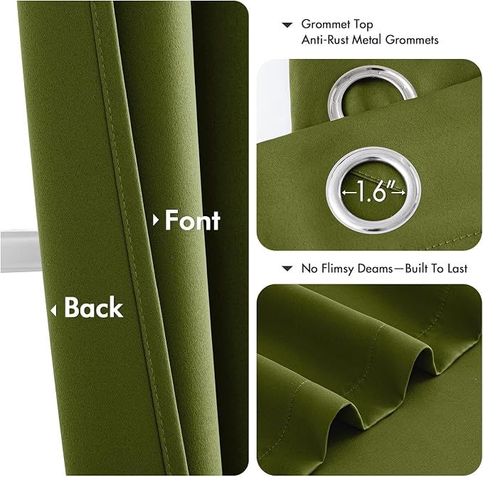 MIULEE Blackout Curtains for Bedroom 2 Panel 40"x36" Long Light Olive Green | - Image 5